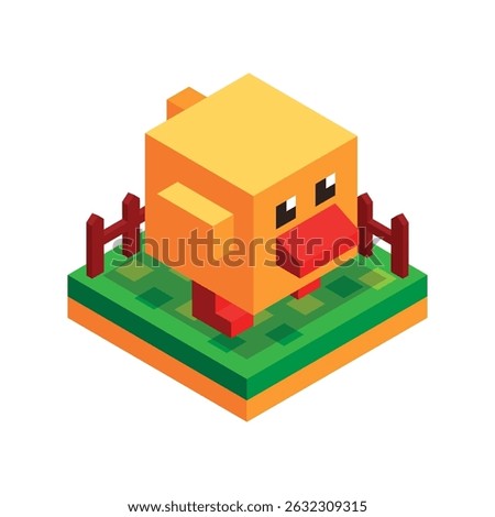 Isometric Duck at the Farm Land