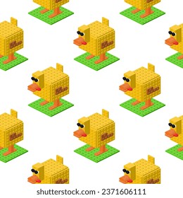 Isometric duck pattern. Vector clipart