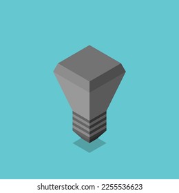 Isometric dull, dark light bulb, turned off or burned-out. Blackout, energy crisis, power failure and electricity saving concept. Flat design. EPS 8 vector illustration, no transparency, no gradients