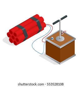 Isometric Dynamite stick and detonator kit.