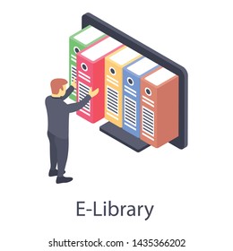 
Isometric e library vector design 
