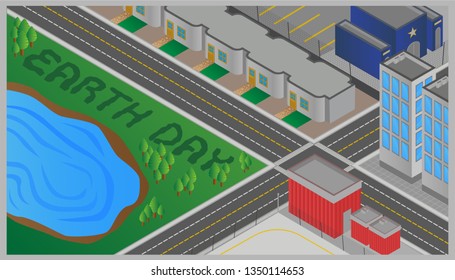 Isometric Earth Day illustration