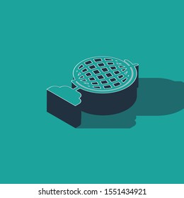 Isometric Earth globe icon isolated on green background.  Vector Illustration