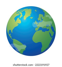 Isometric earth planet icon on white background 3d vector illustration