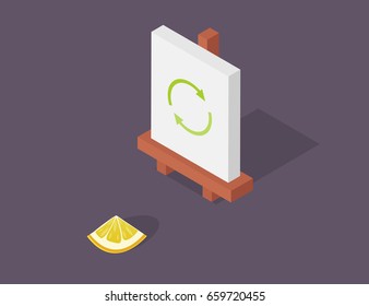 Isometric easel & lemon