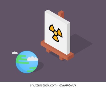 Isometric easel vector illustration