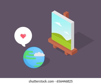 Isometric easel vector illustration