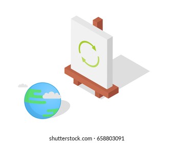 Isometric easel vector illustration