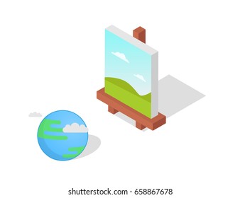 Isometric easel vector illustration