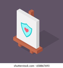 Isometric easel vector illustration