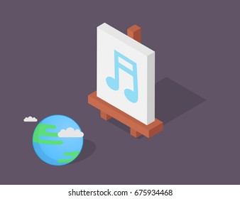 Isometric easel vector illustration