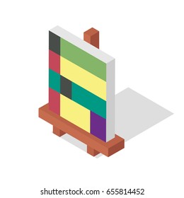 Isometric easel vector illustration: Abstract art