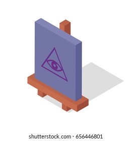 Isometric easel vector illustration: conspiracy