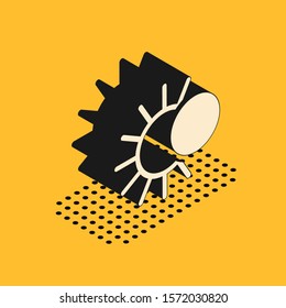 Isometric Eclipse of the sun icon isolated on yellow background. Total sonar eclipse.  Vector Illustration