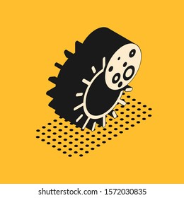 Isometric Eclipse of the sun icon isolated on yellow background. Total sonar eclipse.  Vector Illustration