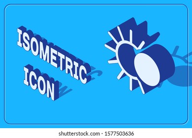Isometric Eclipse of the sun icon isolated on blue background. Total sonar eclipse.  Vector Illustration