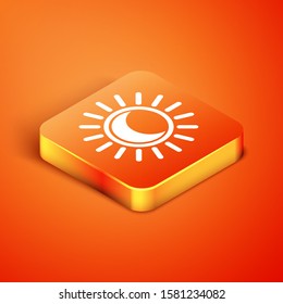Isometric Eclipse of the sun icon isolated on orange background. Total sonar eclipse.  Vector Illustration