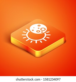 Isometric Eclipse of the sun icon isolated on orange background. Total sonar eclipse.  Vector Illustration