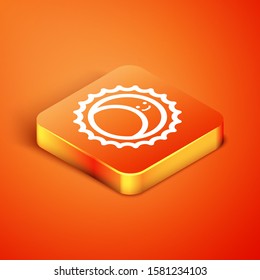 Isometric Eclipse of the sun icon isolated on orange background. Total sonar eclipse.  Vector Illustration