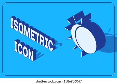 Isometric Eclipse of the sun icon isolated on blue background. Total sonar eclipse.  Vector Illustration