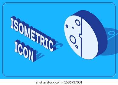 Isometric Eclipse of the sun icon isolated on blue background. Total sonar eclipse.  Vector Illustration