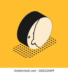 Isometric Eclipse of the sun icon isolated on yellow background. Total sonar eclipse.  Vector Illustration