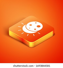 Isometric Eclipse of the sun icon isolated on orange background. Total sonar eclipse. Vector Illustration