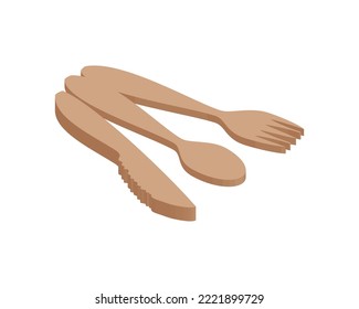 isometric eco cutlery, sustainable living icon