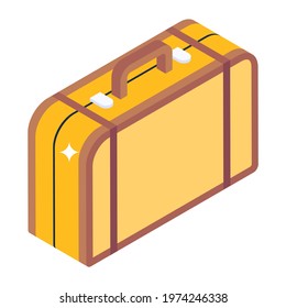 isometric editable icon of suitcase in modern design