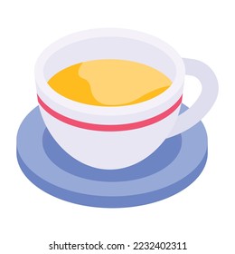 Icono modificable isométrico de una taza de té