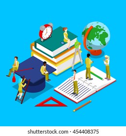 Isometric Education Concept. Group of Students. Back to School. Vector illustration