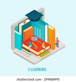 Isometric Education e-learning concept