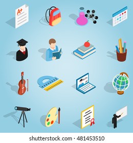 Isometric Education Set Icons Vector Illustration