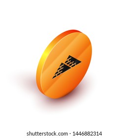 Isometric Egypt pyramids icon isolated on white background. Symbol of ancient Egypt. Orange circle button. Vector Illustration