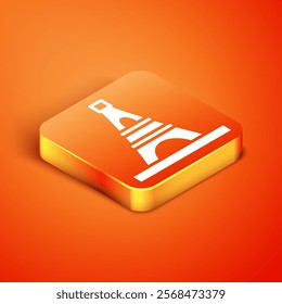 Isometric Eiffel tower icon isolated on orange background. France Paris landmark symbol.  Vector