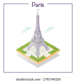 Isometric Eiffel tower. Vector landmark Of Paris (France). Suitable for web, infographics and printing