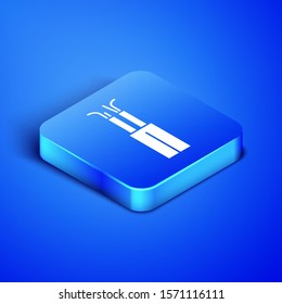 Isometric Electric cable icon isolated on blue background. Blue square button. Vector Illustration