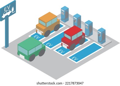Isometric electric car charging spot