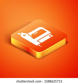 Isometric Electric construction stapler icon isolated on orange background. Working tool.  Vector Illustration