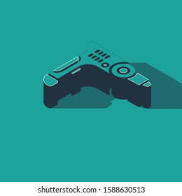 Isometric Electric drill machine icon isolated on green background. Repair tool.  Vector Illustration
