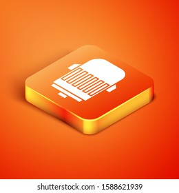 Isometric Electric engine icon isolated on orange background. Car alternator.  Vector Illustration
