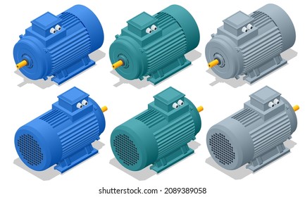 Isometric Electric Generator Motor isolated on white background. Power supply for electric car charging. Modern technology and environment care - Shutterstock ID 2089389058