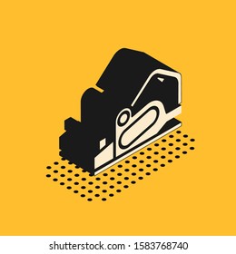 Isometric Electric planer tool icon isolated on yellow background.  Vector Illustration