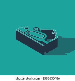Isometric Electric planer tool icon isolated on green background.  Vector Illustration