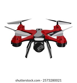 Isometric Electric wireless RC quadcopter drone with video and photo camera for aerial photography isolated on white background vector illustration.