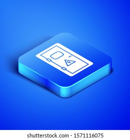 Isometric Electrical cabinet icon isolated on blue background. Blue square button. Vector Illustration