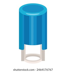 Isometrisches elektronisches Kondensatorsymbol in blau isolierter Ausführung mit hochwertiger Vektorillustration und technischer Zeichnung für die Elektronikindustrie