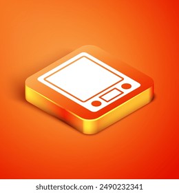 Isometric Electronic scales icon isolated on orange background. Weight measure equipment.  Vector