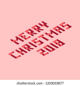 Isometric element of merry christmas 2018, stock vector
