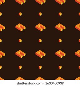 Isometric Elements 3D Objects. The game. Abstract seamless pattern. Decorative vector background. Graphic ornament. Creative element. Textile print design.
